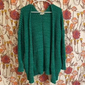 Blushing Heart Green Chunky Cardigan with Pockets